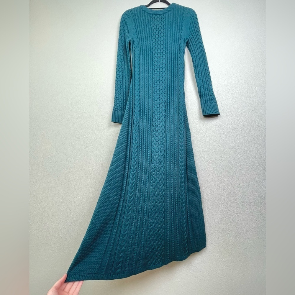Peruvian Connection Women's Small Marina Dress in Mallard Knit Maxi Long Sleeve - Picture 13 of 16